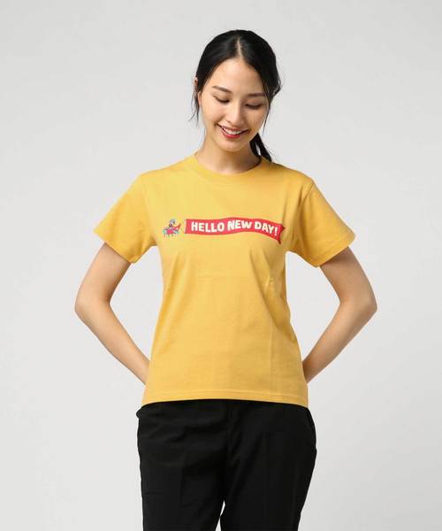 NATAL DESIGN（ネイタルデザイン）の「TM PAINT LOGO TEE（Tシャツ/カットソー・レディース・チャコールグレー/ネイビー/イエロー・SMALL/MEDIUM/LARGE/X-SMALL/X-LARGE）」の4枚目の写真