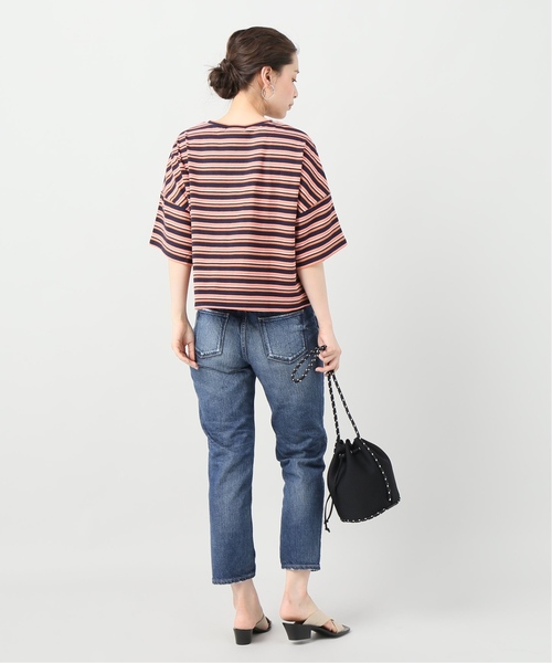 B.C STOCK(ベーセーストック)の「マルチボーダーシシュウTシャツ(Tシャツ/カットソー・レディース・ブラック/ネイビー・FREE)」の14枚目の写真