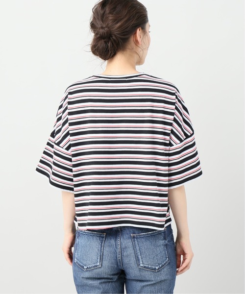 B.C STOCK(ベーセーストック)の「マルチボーダーシシュウTシャツ(Tシャツ/カットソー・レディース・ブラック/ネイビー・FREE)」の7枚目の写真