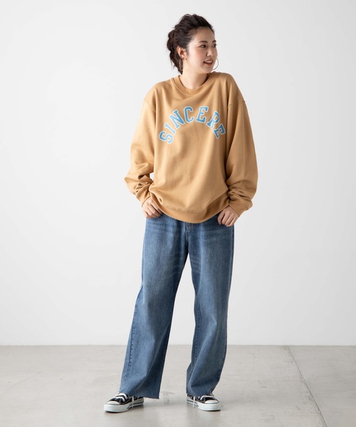 WEGO（ウィゴー）の「WEGO/カレッジプリントプルオーバー（スウェット・メンズ・ピンク/ベージュ・SMALL/MEDIUM/LARGE）」の8枚目の写真