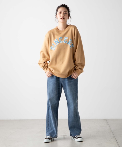 WEGO（ウィゴー）の「WEGO/カレッジプリントプルオーバー（スウェット・メンズ・ピンク/ベージュ・SMALL/MEDIUM/LARGE）」の9枚目の写真