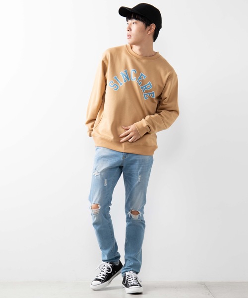 WEGO（ウィゴー）の「WEGO/カレッジプリントプルオーバー（スウェット・メンズ・ピンク/ベージュ・SMALL/MEDIUM/LARGE）」の11枚目の写真