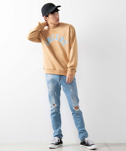 WEGO（ウィゴー）の「WEGO/カレッジプリントプルオーバー（スウェット・メンズ・ピンク/ベージュ・SMALL/MEDIUM/LARGE）」の12枚目の写真