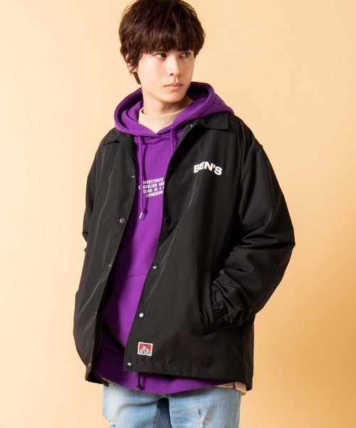BEN DAVIS(ベンデイビス)の「WEGO/BEN DAVISロゴコーチジャケット(ブルゾン・メンズ・ブラック・LARGE/MEDIUM)」の1枚目の写真