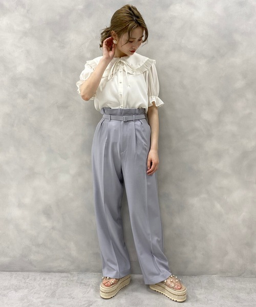 one after another NICE CLAUP（ワンアフターアナザーナイスクラップ）の「プリーツ襟リボンブラウス（シャツ/ブラウス・レディース・オフホワイト/ブラック/チェック・FREE）」の14枚目の写真