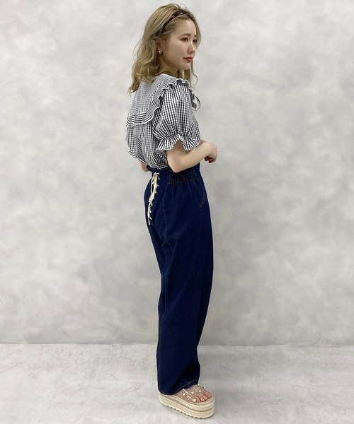 one after another NICE CLAUP（ワンアフターアナザーナイスクラップ）の「プリーツ襟リボンブラウス（シャツ/ブラウス・レディース・オフホワイト/ブラック/チェック・FREE）」の9枚目の写真