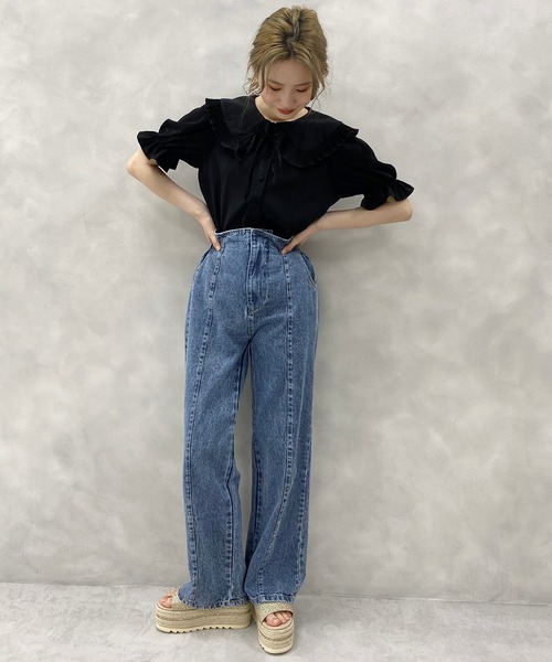 one after another NICE CLAUP（ワンアフターアナザーナイスクラップ）の「プリーツ襟リボンブラウス（シャツ/ブラウス・レディース・オフホワイト/ブラック/チェック・FREE）」の12枚目の写真