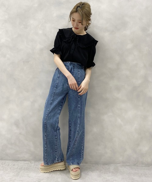 one after another NICE CLAUP（ワンアフターアナザーナイスクラップ）の「プリーツ襟リボンブラウス（シャツ/ブラウス・レディース・オフホワイト/ブラック/チェック・FREE）」の10枚目の写真