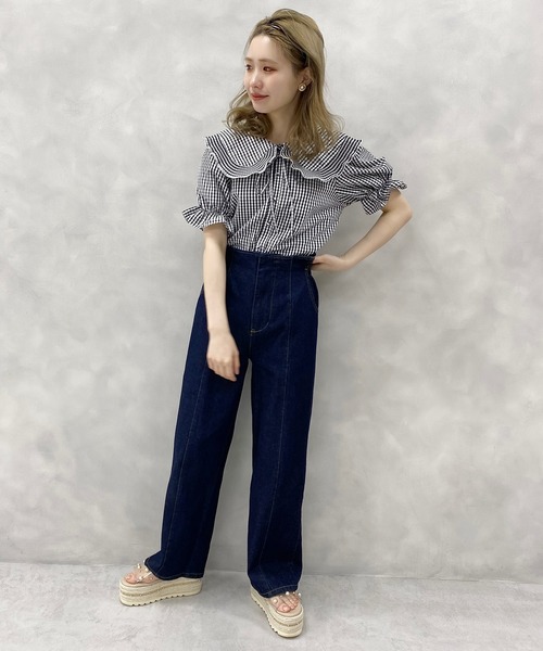 one after another NICE CLAUP（ワンアフターアナザーナイスクラップ）の「プリーツ襟リボンブラウス（シャツ/ブラウス・レディース・オフホワイト/ブラック/チェック・FREE）」の13枚目の写真