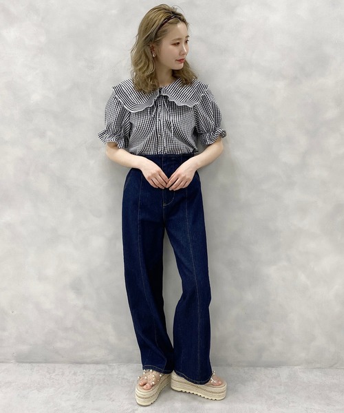 one after another NICE CLAUP（ワンアフターアナザーナイスクラップ）の「プリーツ襟リボンブラウス（シャツ/ブラウス・レディース・オフホワイト/ブラック/チェック・FREE）」の11枚目の写真