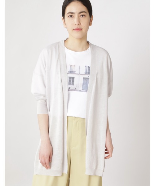 human woman（ヒューマンウーマン）の「◆ラミーハイゲージＶカーディガン（カーディガン/ボレロ・レディース・ライトグリーン/ネイビー/イエロー/グレー・MEDIUM）」の2枚目の写真