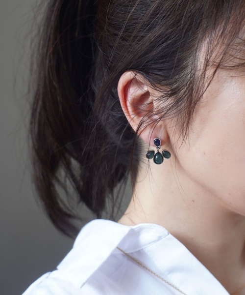 ニュアンスストーン/パール セットピアス（ピアス（両耳用