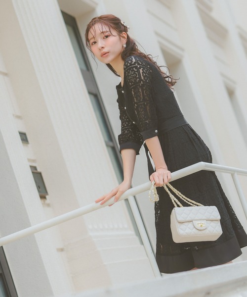 ボーダーズアットバルコニー ワンピース マーメイドフレアウールドレス ベルト BORDERS at BALCONY / ボーダーズアットバルコニー】DRESS NOIR