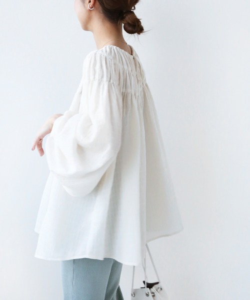 JOURNAL STANDARD relume / ジャーナルスタンダード | 2023SS | レリューム ジャガード ギャザー ブラウス 2WAY | F | ホワイト | レディース JOURNAL STANDARD relume（ジャーナルスタンダード レリューム
