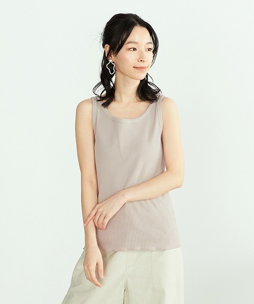 SHISHIKUI ベージュ リブ編み タンクトップ SHISHIKUI ベージュ リブ