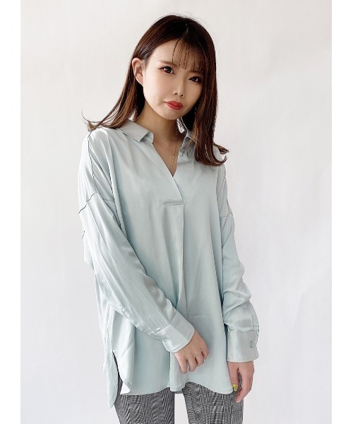 セール トップス Way ワンウェイ のファッション One シャツ ブラウス Oneway One バックリボンカフタン シャツ ブラウス