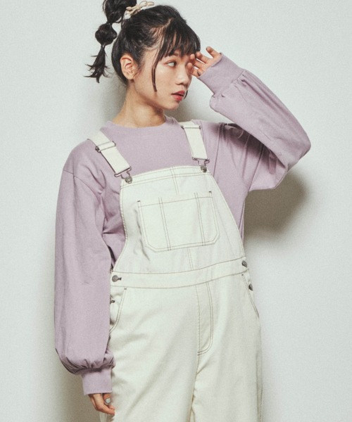 WEGO（ウィゴー）の「WEGO/ボリュームギャザースリーブロンＴ（Tシャツ/カットソー・レディース・オフホワイト/ブルー/ライトパープル/スミクロ/ライトベージュ・FREE）」の5枚目の写真