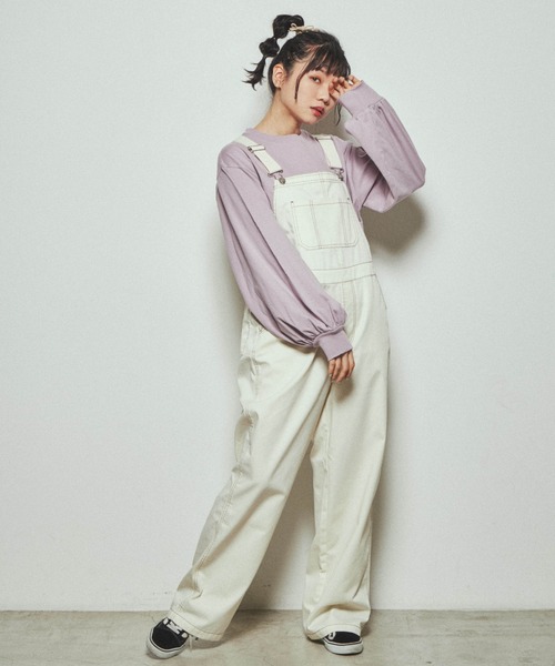 WEGO（ウィゴー）の「WEGO/ボリュームギャザースリーブロンＴ（Tシャツ/カットソー・レディース・オフホワイト/ブルー/ライトパープル/スミクロ/ライトベージュ・FREE）」の11枚目の写真