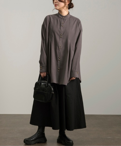 Ambre Neige（アンブルネージュ）の「タックボリュームスカート／【WEB/EC限定商品】（スカート・レディース・ブラック/ベージュ・FREE）」の3枚目の写真