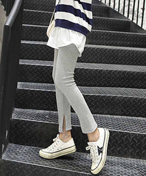 Lace Ladies（レースレディース）の「選べる2タイプリブレギンス ゆるコーデ（レギンス/スパッツ・レディース・ライトグレー/ダークグレー/ブルー系その他/グレー/グレー系その他/ブラック/ネイビー/ブラック系その他・XL/L/M）」の4枚目の写真