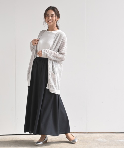 rps(アールピーエス)の「透かし編みニットカーディガン(カーディガン/ボレロ・レディース・オフホワイト/チャコールグレー/ミント/グレイッシュベージュ・M)」の10枚目の写真