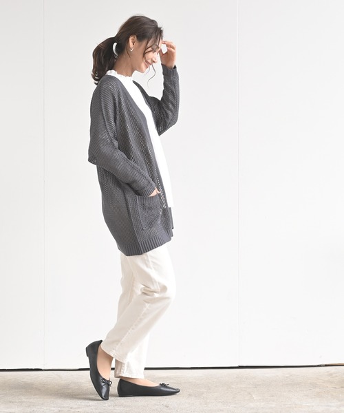 rps(アールピーエス)の「透かし編みニットカーディガン(カーディガン/ボレロ・レディース・オフホワイト/チャコールグレー/ミント/グレイッシュベージュ・M)」の6枚目の写真