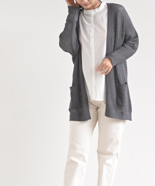 rps(アールピーエス)の「透かし編みニットカーディガン(カーディガン/ボレロ・レディース・オフホワイト/チャコールグレー/ミント/グレイッシュベージュ・M)」の17枚目の写真