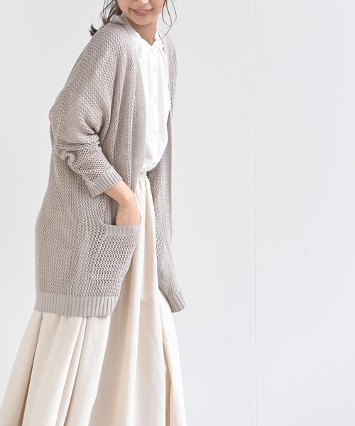 rps(アールピーエス)の「透かし編みニットカーディガン(カーディガン/ボレロ・レディース・オフホワイト/チャコールグレー/ミント/グレイッシュベージュ・M)」の13枚目の写真