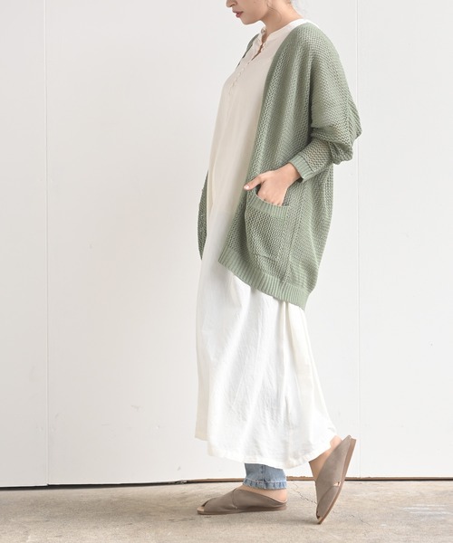 rps(アールピーエス)の「透かし編みニットカーディガン(カーディガン/ボレロ・レディース・オフホワイト/チャコールグレー/ミント/グレイッシュベージュ・M)」の8枚目の写真