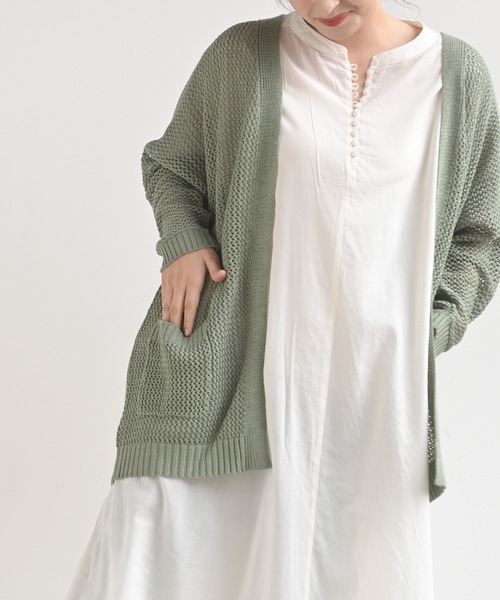 rps(アールピーエス)の「透かし編みニットカーディガン(カーディガン/ボレロ・レディース・オフホワイト/チャコールグレー/ミント/グレイッシュベージュ・M)」の19枚目の写真