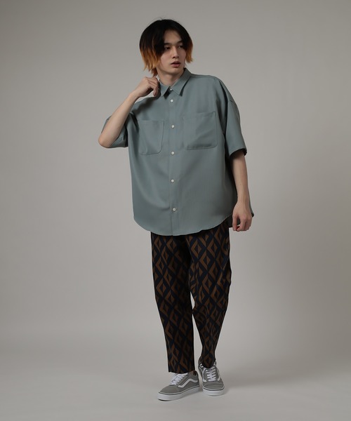 SlashDate(スラッシュデイト)の「リネンタッチオーバーサイズ半袖シャツ(シャツ/ブラウス・メンズ・ブルーグリーン/オリーブ/ブラック系その他/ブラック/アイボリー/ベージュ・M/L/XL)」の18枚目の写真