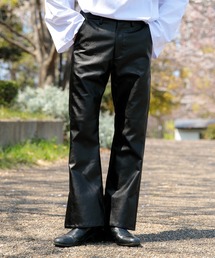 【Adoon plain】【セットアップ着用可】フェイクレザーフレアパンツ