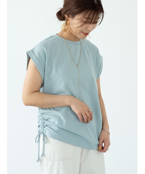 RAY CASSIN FAVORI(レイカズンフェバリ)の「・RAY CASSIN サイドドロストフレンチTシャツ*(Tシャツ/カットソー・レディース・チャコールグレー/オフホワイト/サックスブルー/モカ・FREE)」の4枚目の写真