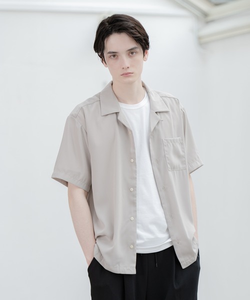 ADPOSION(アドポーション)の「ポリトロリラックスオープンカラーシャツ(シャツ/ブラウス・メンズ・グレー/グリーン/ブラック/ホワイト/ブラウン/ブルー・MEDIUM/LARGE/X-LARGE)」の3枚目の写真