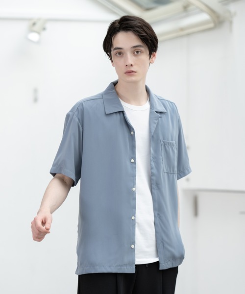 ADPOSION(アドポーション)の「ポリトロリラックスオープンカラーシャツ(シャツ/ブラウス・メンズ・グレー/グリーン/ブラック/ホワイト/ブラウン/ブルー・MEDIUM/LARGE/X-LARGE)」の6枚目の写真