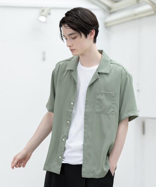 ADPOSION(アドポーション)の「ポリトロリラックスオープンカラーシャツ(シャツ/ブラウス・メンズ・グレー/グリーン/ブラック/ホワイト/ブラウン/ブルー・MEDIUM/LARGE/X-LARGE)」の5枚目の写真