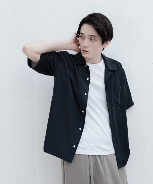 ADPOSION(アドポーション)の「ポリトロリラックスオープンカラーシャツ(シャツ/ブラウス・メンズ・グレー/グリーン/ブラック/ホワイト/ブラウン/ブルー・MEDIUM/LARGE/X-LARGE)」の12枚目の写真