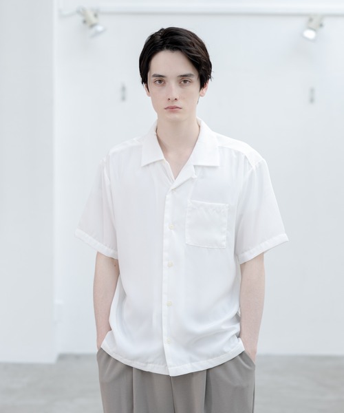 ADPOSION(アドポーション)の「ポリトロリラックスオープンカラーシャツ(シャツ/ブラウス・メンズ・グレー/グリーン/ブラック/ホワイト/ブラウン/ブルー・MEDIUM/LARGE/X-LARGE)」の8枚目の写真