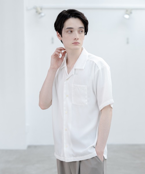 ADPOSION(アドポーション)の「ポリトロリラックスオープンカラーシャツ(シャツ/ブラウス・メンズ・グレー/グリーン/ブラック/ホワイト/ブラウン/ブルー・MEDIUM/LARGE/X-LARGE)」の9枚目の写真