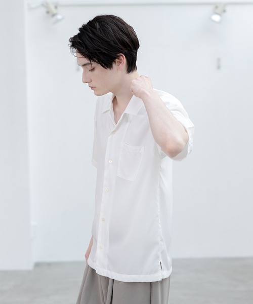 ADPOSION(アドポーション)の「ポリトロリラックスオープンカラーシャツ(シャツ/ブラウス・メンズ・グレー/グリーン/ブラック/ホワイト/ブラウン/ブルー・MEDIUM/LARGE/X-LARGE)」の10枚目の写真