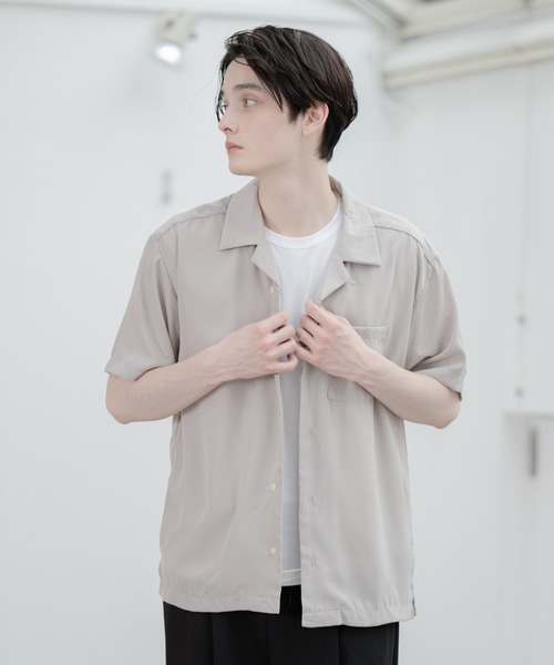 ADPOSION(アドポーション)の「ポリトロリラックスオープンカラーシャツ(シャツ/ブラウス・メンズ・グレー/グリーン/ブラック/ホワイト/ブラウン/ブルー・MEDIUM/LARGE/X-LARGE)」の16枚目の写真