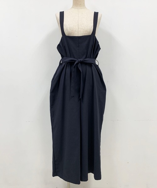 PICCIN（ピッチン）の「【日本製】リボンベルト付きサロペット（サロペット/オーバーオール・レディース・ライトグレー/ネイビー/サンドベージュ・M）」の4枚目の写真