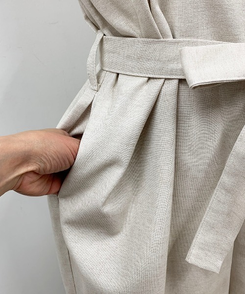 PICCIN（ピッチン）の「【日本製】リボンベルト付きサロペット（サロペット/オーバーオール・レディース・ライトグレー/ネイビー/サンドベージュ・M）」の14枚目の写真