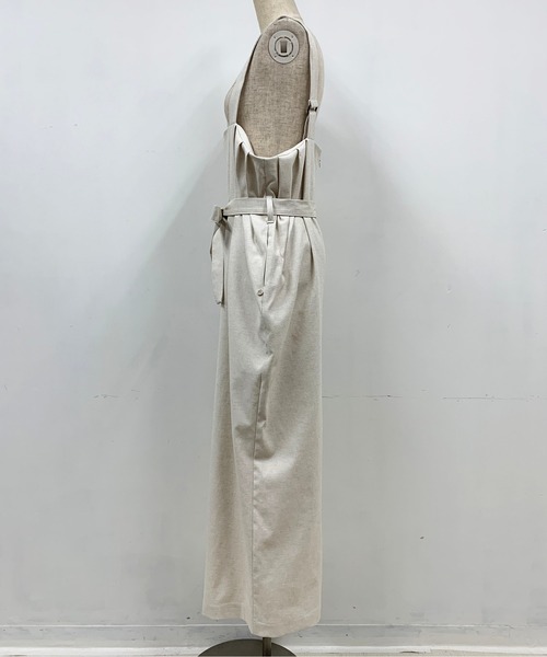 PICCIN（ピッチン）の「【日本製】リボンベルト付きサロペット（サロペット/オーバーオール・レディース・ライトグレー/ネイビー/サンドベージュ・M）」の7枚目の写真