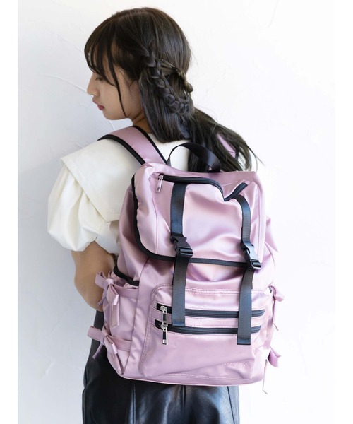 Honey Salon(ハニーサロン)の「メニーポケットベルトリュック(バックパック/リュック・レディース・ブラック/ラベンダー・FREE)」の14枚目の写真
