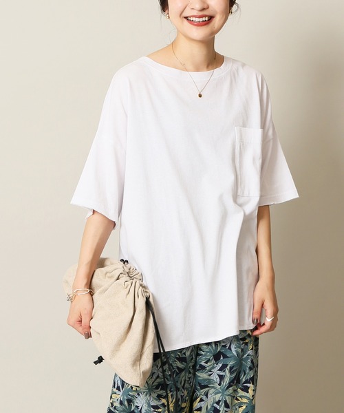 SLOBE IENA（スローブイエナ）の「ピースダイBIGTシャツ【手洗い可能】◆（Tシャツ/カットソー・レディース・ホワイト/ベージュ/グリーン系その他/グレー・FREE）」の2枚目の写真