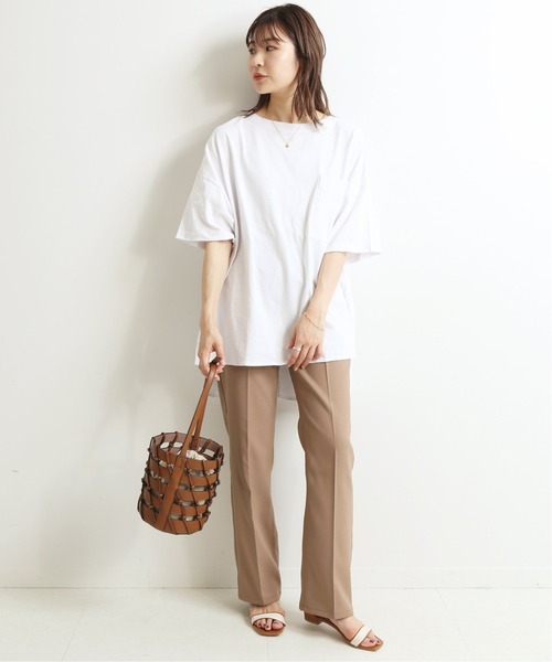 SLOBE IENA（スローブイエナ）の「ピースダイBIGTシャツ【手洗い可能】◆（Tシャツ/カットソー・レディース・ホワイト/ベージュ/グリーン系その他/グレー・FREE）」の6枚目の写真