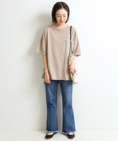 SLOBE IENA（スローブイエナ）の「ピースダイBIGTシャツ【手洗い可能】◆（Tシャツ/カットソー・レディース・ホワイト/ベージュ/グリーン系その他/グレー・FREE）」の7枚目の写真