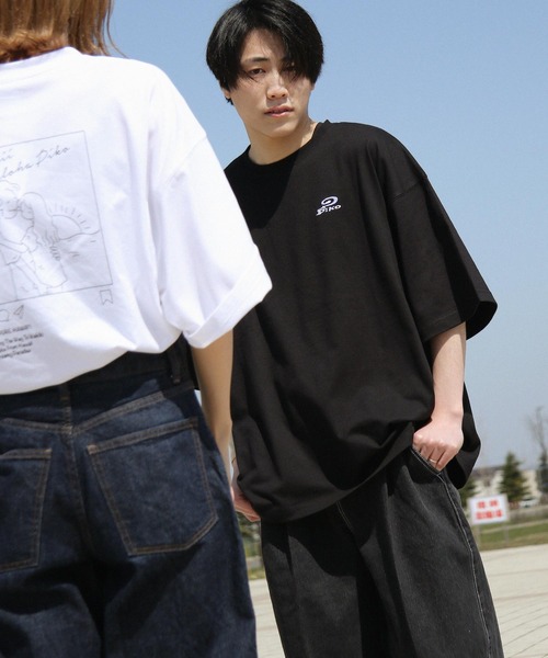 Piko（ピコ）の「【別注】【PIKO】線画 インスタ イージーケア 高密度ビッグシルエットイラストTシャツ（Tシャツ/カットソー・レディース・グリーン/ブルー/ホワイト/ブラック/ネイビー/ベージュ/ピンク・MEDIUM/LARGE）」の17枚目の写真