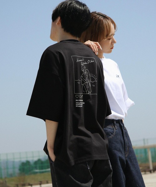 Piko（ピコ）の「【別注】【PIKO】線画 インスタ イージーケア 高密度ビッグシルエットイラストTシャツ（Tシャツ/カットソー・レディース・グリーン/ブルー/ホワイト/ブラック/ネイビー/ベージュ/ピンク・MEDIUM/LARGE）」の18枚目の写真